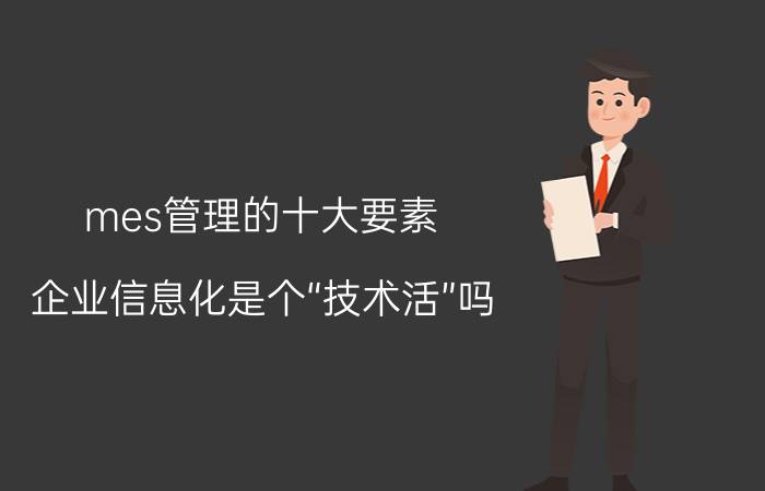 mes管理的十大要素 企业信息化是个“技术活”吗？